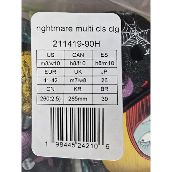 Unisex Crocs Jack Skellington Nightmare Before Christmas Classic Clogs M 8 W 10 - Picture 2 of 5